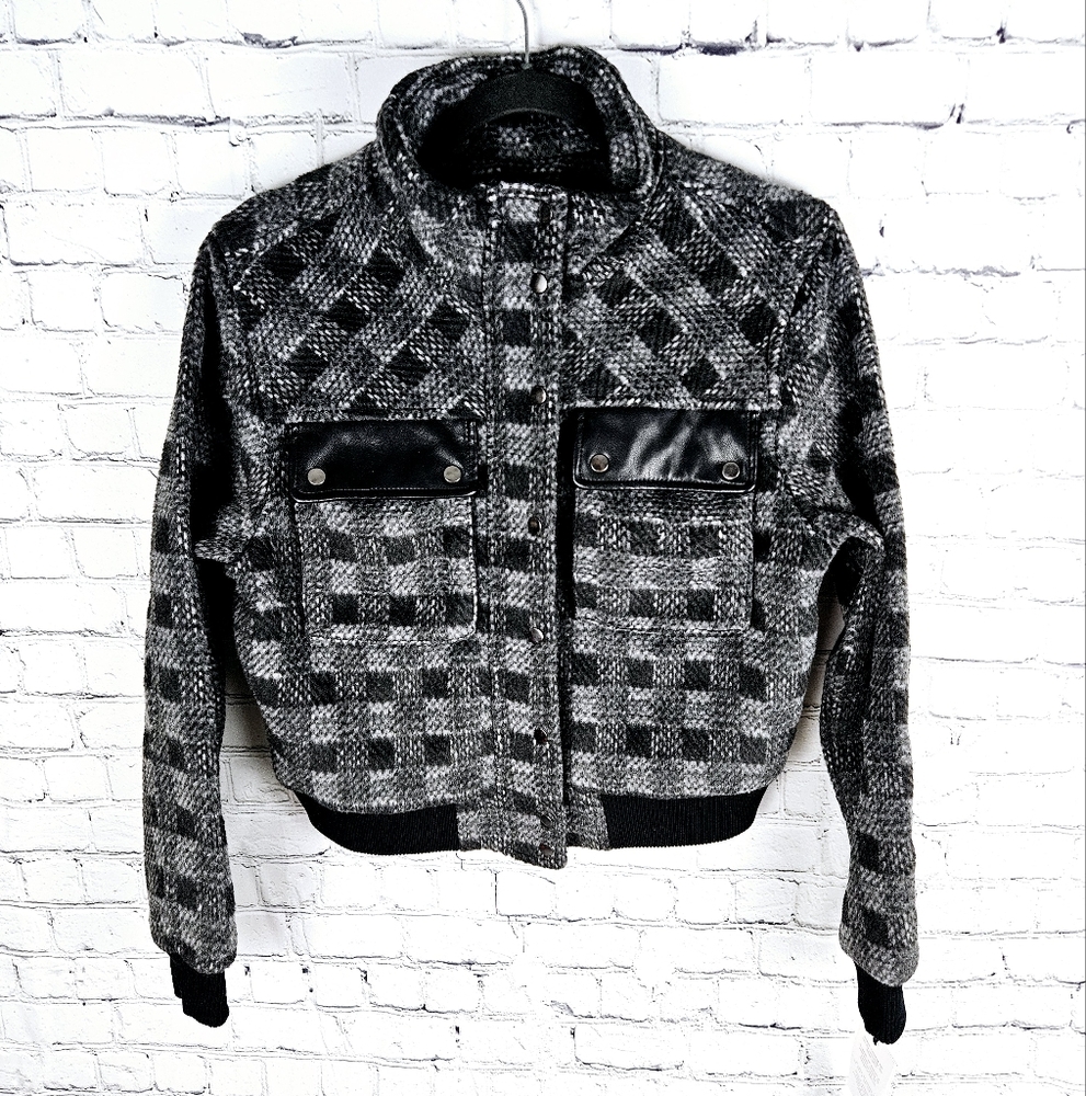 BAGATELLE | plaid soft wool blend zip bomber style jacket